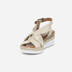 Sandale Compensée Beige En Cuir Souple -Boutique Caprice WWWERM 10385920273 2