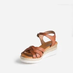 Sandale Compensée Cognac éco-conçue En Cuir -Boutique Caprice WWWERM 10385920294 2