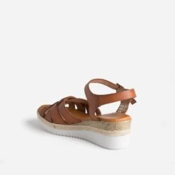 Sandale Compensée Cognac éco-conçue En Cuir -Boutique Caprice WWWERM 10385920294 3