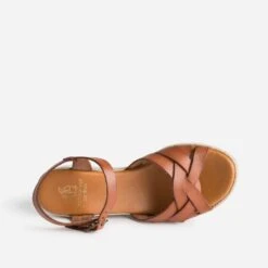 Sandale Compensée Cognac éco-conçue En Cuir -Boutique Caprice WWWERM 10385920294 4