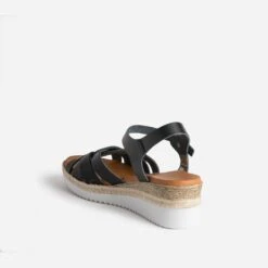 Sandale Compensée Noire éco-conçue En Cuir -Boutique Caprice WWWERM 10385920295 3