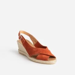 Sandale Compensée Terracotta En Cuir Velours -Boutique Caprice WWWERM 10385920297 1