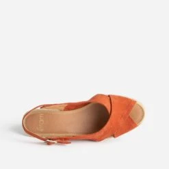Sandale Compensée Terracotta En Cuir Velours -Boutique Caprice WWWERM 10385920297 4