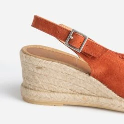 Sandale Compensée Terracotta En Cuir Velours -Boutique Caprice WWWERM 10385920297 5