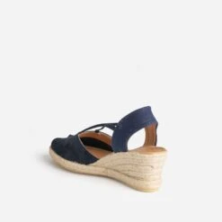 Sandale Compensée Marine Cuir Velours -Boutique Caprice WWWERM 10385920301 3