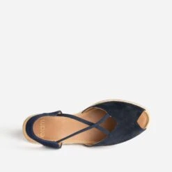 Sandale Compensée Marine Cuir Velours -Boutique Caprice WWWERM 10385920301 4