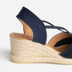 Sandale Compensée Marine Cuir Velours -Boutique Caprice WWWERM 10385920301 5