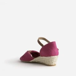 Sandale Rose Textile à Petit Talon Compensé -Boutique Caprice WWWERM 10385920307 3