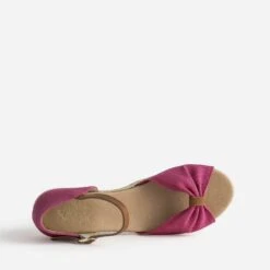 Sandale Rose Textile à Petit Talon Compensé -Boutique Caprice WWWERM 10385920307 4