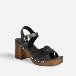 Sandale TEXTO Noire En Cuir -Boutique Caprice WWWERM 10386330025 1