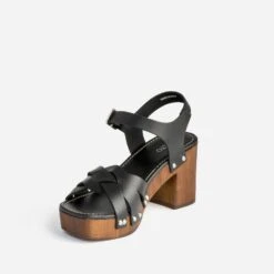 Sandale TEXTO Noire En Cuir -Boutique Caprice WWWERM 10386330025 2