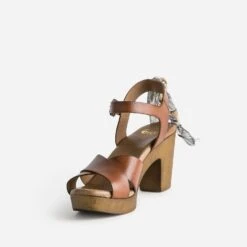 Sandale Cognac En Cuir Détail Foulard -Boutique Caprice WWWERM 10386330052 2