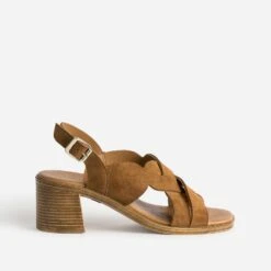 Sandale Marron En Cuir Velours