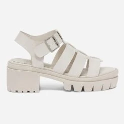 Sandale Crantée TEXTO écrue à Brides Embossées Effet Croco