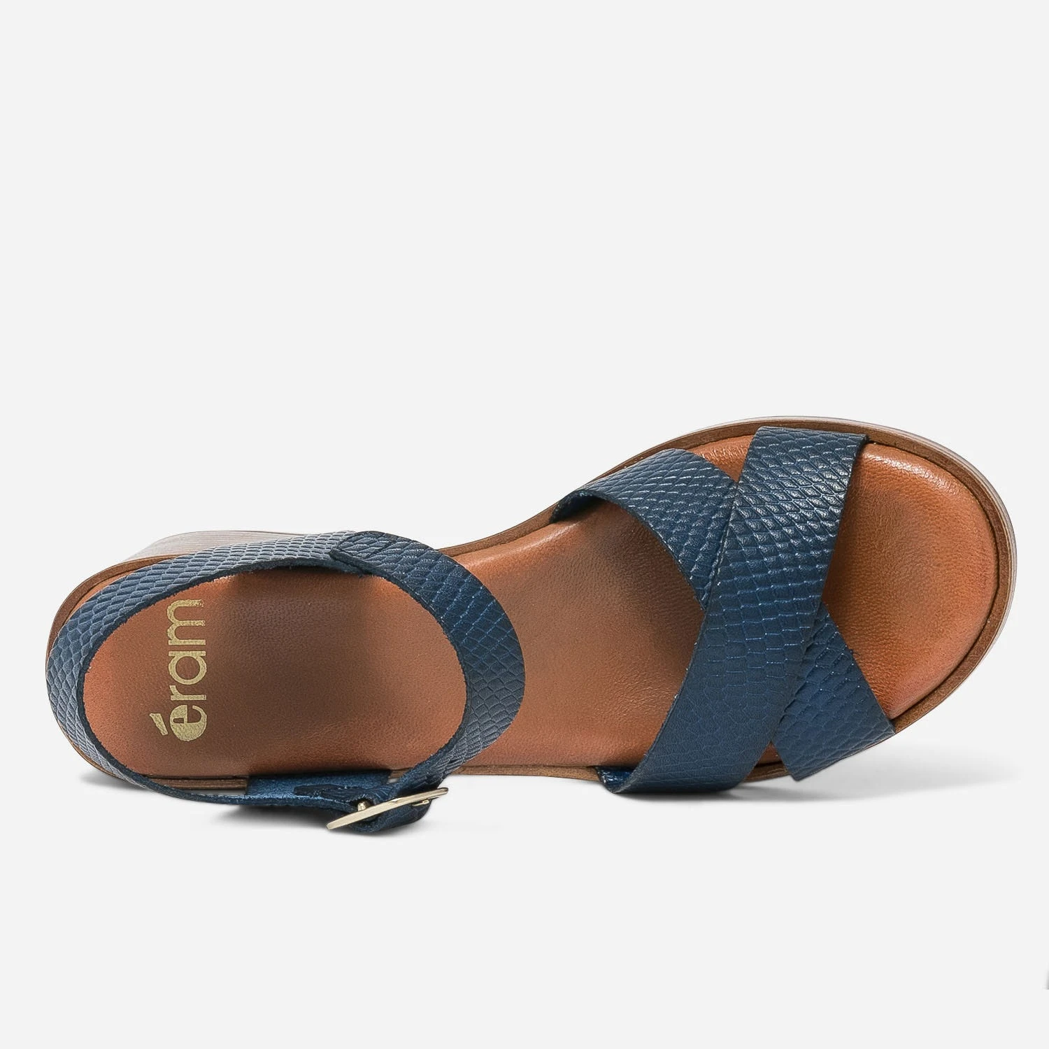 Sandale Bleue En Cuir Embossé 7 Sandale Bleue En Cuir Embossé – Image 5