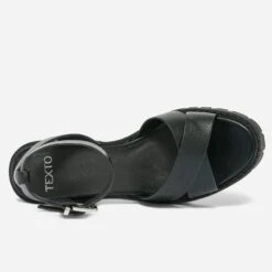 Sandale TEXTO Noire à Semelle Crantée -Boutique Caprice WWWERM 10386340053 3