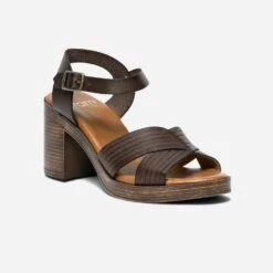 Sandale Marron En Cuir à Brides Croisées -Boutique Caprice WWWERM 10386340075 1
