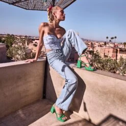 Sandale TEXTO Verte à Talon Flare -Boutique Caprice WWWERM 10386340100 8