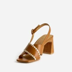 Sandale Camel En Cuir Avec Broderies -Boutique Caprice WWWERM 10386340108 2