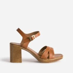 Sandale Camel En Cuir