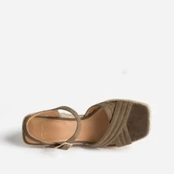 Sandale Compensée TEXTO Kaki Suédée -Boutique Caprice WWWERM 10386420030 4