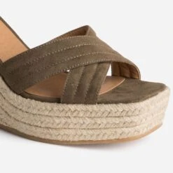 Sandale Compensée TEXTO Kaki Suédée -Boutique Caprice WWWERM 10386420030 5