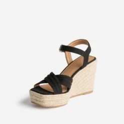 Sandale Compensée TEXTO Noire Suédée -Boutique Caprice WWWERM 10386420041 2