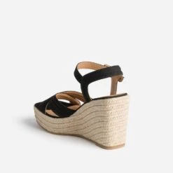 Sandale Compensée TEXTO Noire Suédée -Boutique Caprice WWWERM 10386420041 3