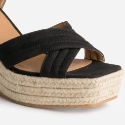 Sandale Compensée TEXTO Noire Suédée -Boutique Caprice WWWERM 10386420041 5