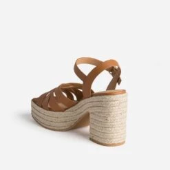 Sandale TEXTO Camel En Cuir Talon Corde -Boutique Caprice WWWERM 10386420043 3