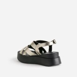 Sandale Compensée TEXTO Dorée En Cuir -Boutique Caprice WWWERM 10386420052 3