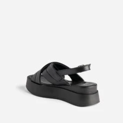 Sandale TEXTO Noire En Cuir Matelassé -Boutique Caprice WWWERM 10386420058 3