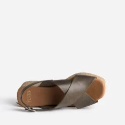 Sandale Compensée TEXTO Kaki En Cuir -Boutique Caprice WWWERM 10386420063 4