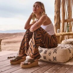 Sandale Compensée TEXTO Kaki En Cuir -Boutique Caprice WWWERM 10386420063 8