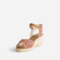 Sandale Compensée Prune, Corail, écru En Toile Tressée 10 Sandale Compensée Prune, Corail, écru En Toile Tressée -Boutique Caprice WWWERM 10386420066 2