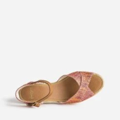 Sandale Compensée Prune, Corail, écru En Toile Tressée 12 Sandale Compensée Prune, Corail, écru En Toile Tressée -Boutique Caprice WWWERM 10386420066 4