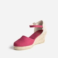 Espadrille Compensée Framboise éco-conçue En Toile -Boutique Caprice WWWERM 10386420095 2
