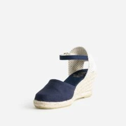Espadrille Compensée Bleu Marine En Toile -Boutique Caprice WWWERM 10386420103 2