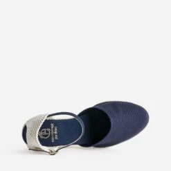 Espadrille Compensée Bleu Marine En Toile -Boutique Caprice WWWERM 10386420103 4