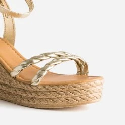 Sandale Compensée TEXTO Or En Cuir -Boutique Caprice WWWERM 10386420122 5