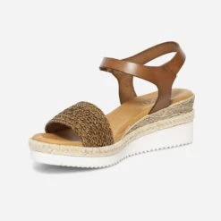 Sandale Cognac En Cuir Avec Bride Tressée -Boutique Caprice WWWERM 10386420500 2