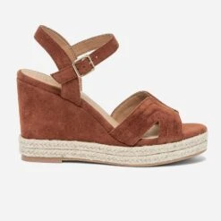 Sandale Compensée TEXTO Rouille Suédée
