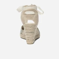 Espadrille Compensée Vert Sauge Pailleté En Toile -Boutique Caprice WWWERM 10386420612 3