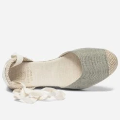 Espadrille Compensée Vert Sauge Pailleté En Toile -Boutique Caprice WWWERM 10386420612 4