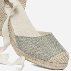 Espadrille Compensée Vert Sauge Pailleté En Toile -Boutique Caprice WWWERM 10386420612 5