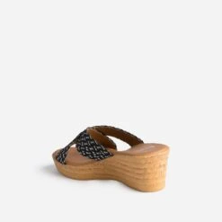 Mule Compensée Noire à Brides Tressées Argent -Boutique Caprice WWWERM 10386550004 3