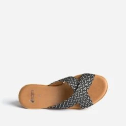 Mule Compensée Noire à Brides Tressées Argent -Boutique Caprice WWWERM 10386550004 4