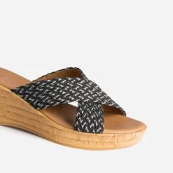 Mule Compensée Noire à Brides Tressées Argent -Boutique Caprice WWWERM 10386550004 5