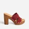 Mule à Talon TEXTO Bordeaux En Cuir Velours -Boutique Caprice WWWERM 10386550007 0