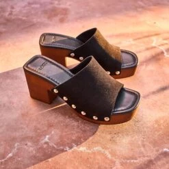 Mule à Talon TEXTO Noire En Cuir Velours -Boutique Caprice WWWERM 10386550167 8